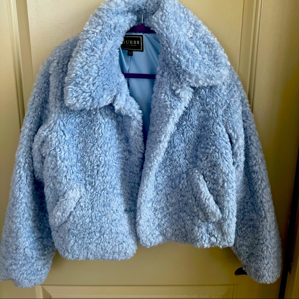 Guess Y2K fur blue coat